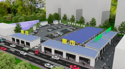 十堰市白浪田湖西路农贸市场及停车场改造新版整体鸟瞰效果 - 九川规划设计 - 单兆虎